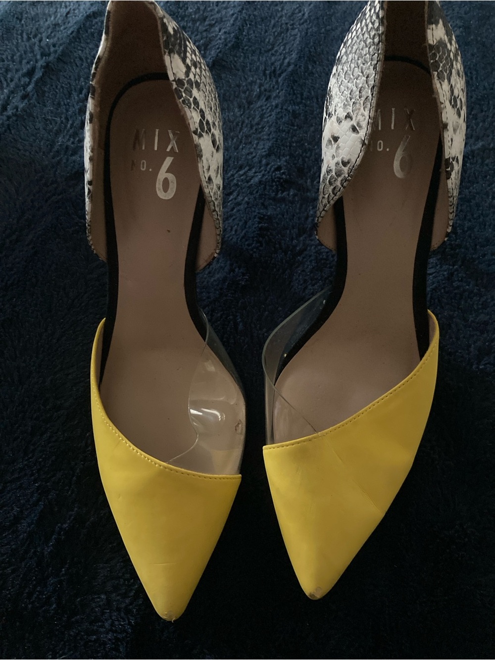 Mix No. 6 Bright Yellow Pointed-Toe D'Orsay Flats with Snakeskin Heel!